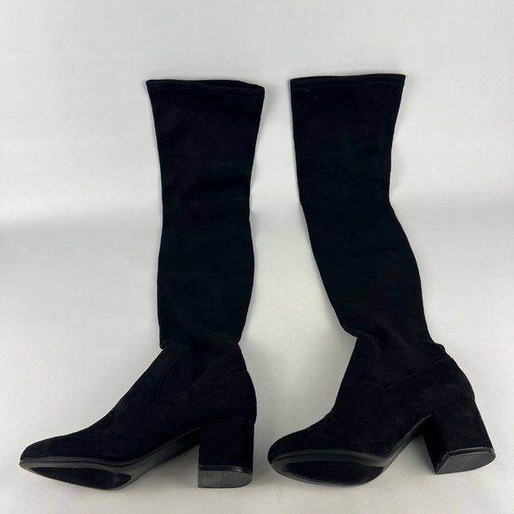 Steve Madden Womens Isaac Black Faux Suede Over the Knee Boots Block Heel size 6 - Picture 11 of 15